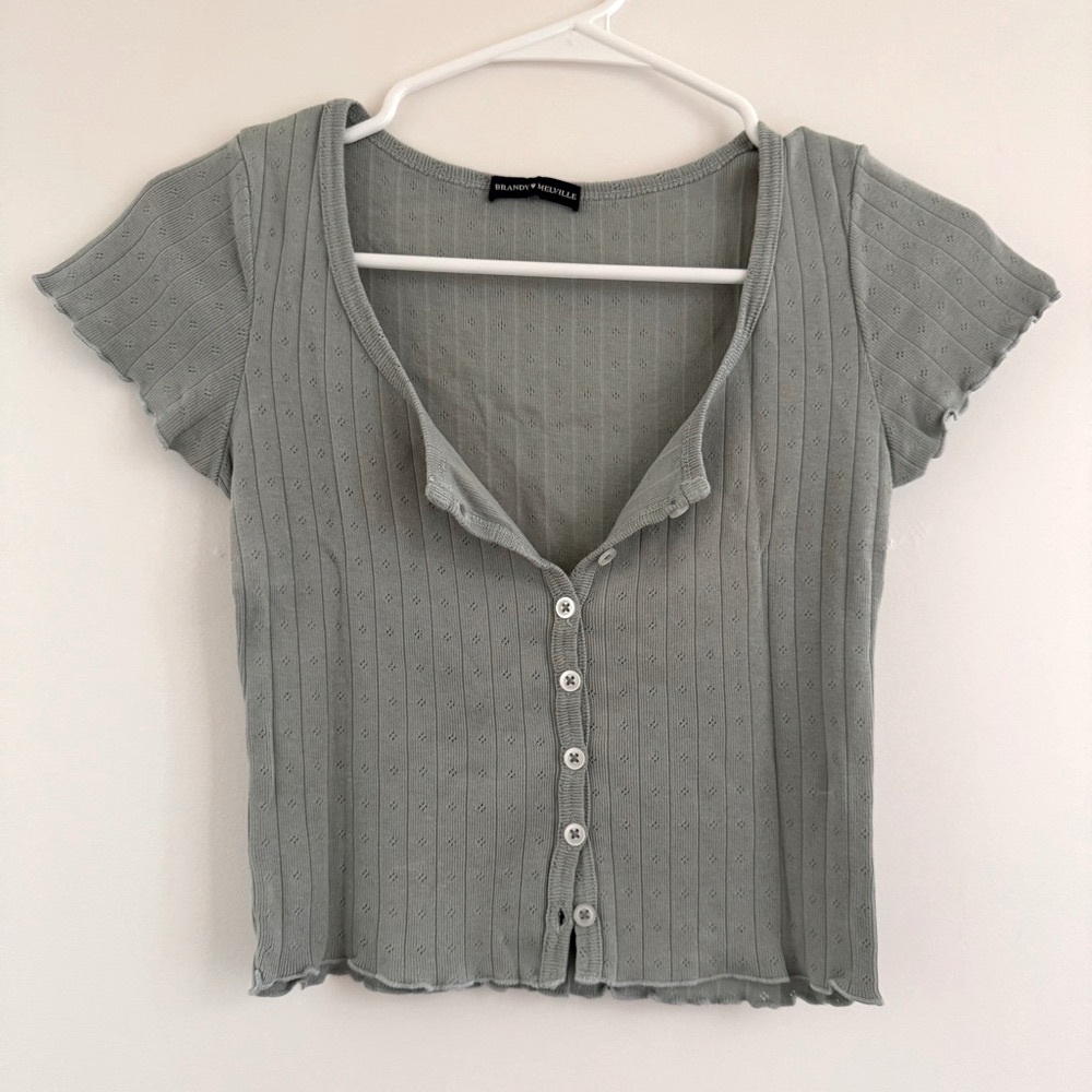 Brandy Melville Ribbed Crop Top, one size, sage green